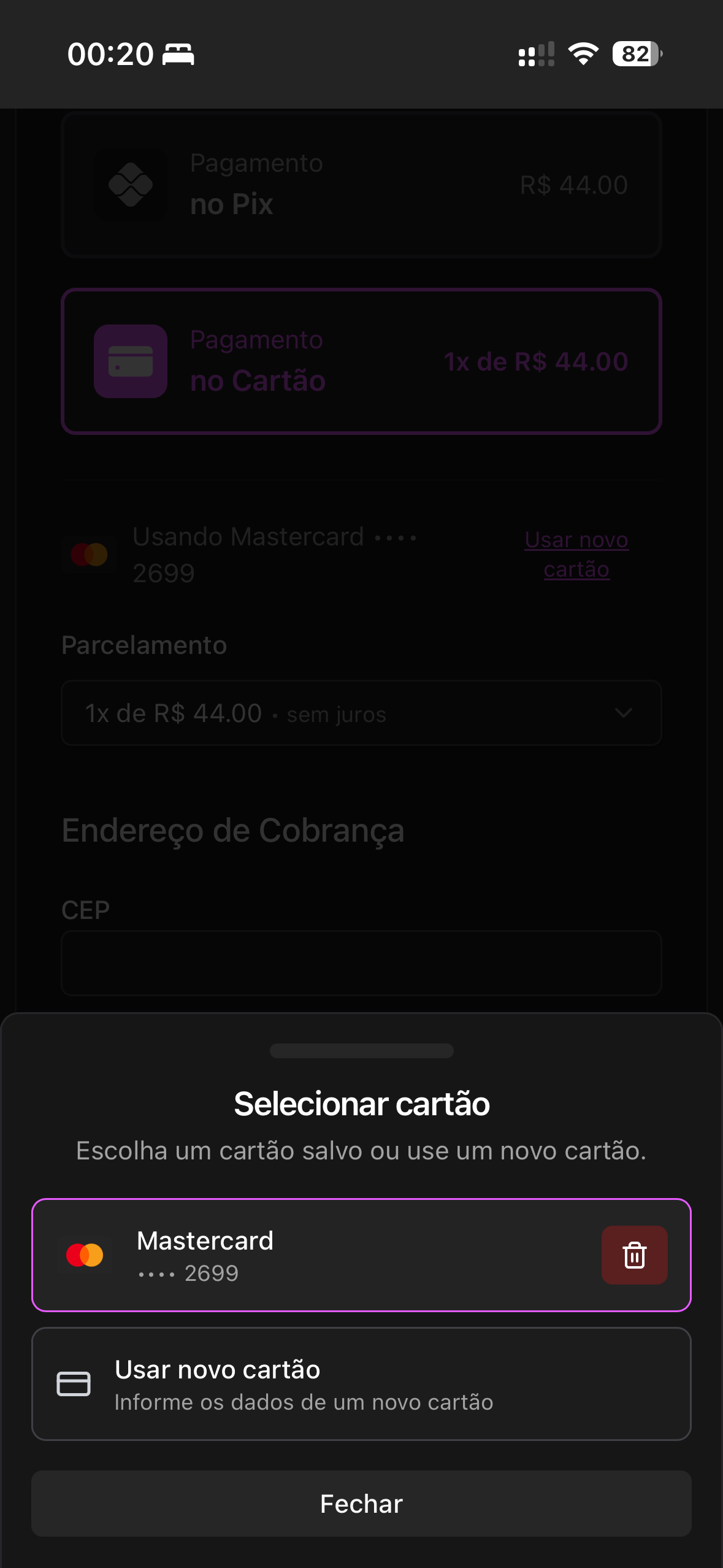 Checkout e Cartão